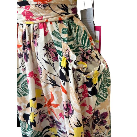 Vince Camino Floral SunDress Sz 4 Vintage Style Full Skirt Pockets Strap Dress - Picture 5 of 11